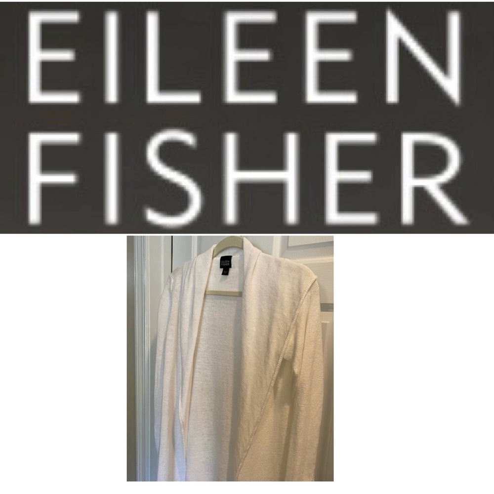 BIRTHDAY SALE! Eileen Fisher White Cardigan Sweater Lightweight Linen